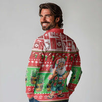 Mele Kalikimaka Hawaii Christmas Long Sleeve Polo Shirt Funny Santa 67 Gen Alpha Slang LT05 - Polynesian Pride
