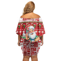 Mele Kalikimaka Hawaii Christmas Off Shoulder Short Dress Funny Santa 67 Gen Alpha Slang LT05 - Polynesian Pride