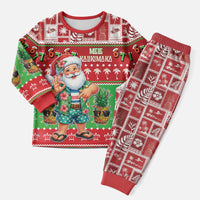 Mele Kalikimaka Hawaii Christmas Pajama Set Funny Santa 67 Gen Alpha Slang LT05 Men Red - Polynesian Pride