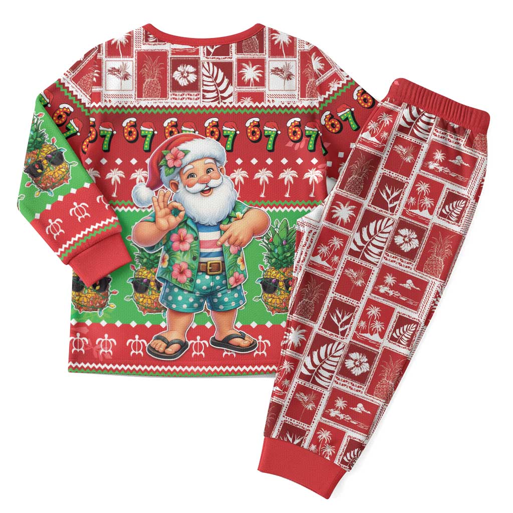 Mele Kalikimaka Hawaii Christmas Pajama Set Funny Santa 67 Gen Alpha Slang LT05 - Polynesian Pride