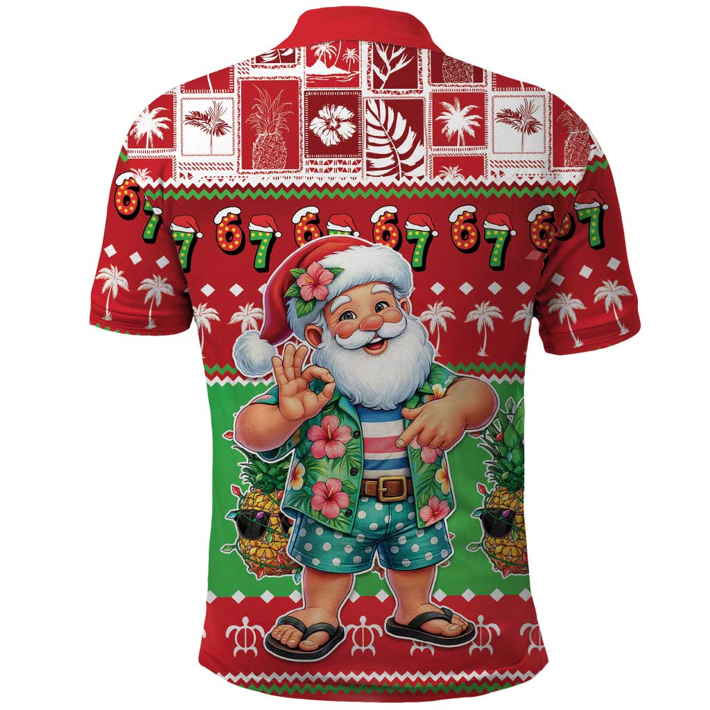 Mele Kalikimaka Hawaii Christmas Polo Shirt Funny Santa 67 Gen Alpha Slang - Polynesian Pride