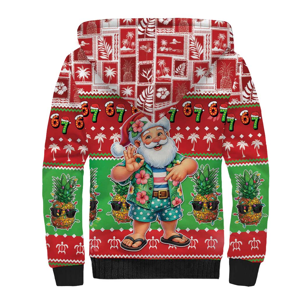 Mele Kalikimaka Hawaii Christmas Sherpa Hoodie Funny Santa 67 Gen Alpha Slang LT05 - Polynesian Pride