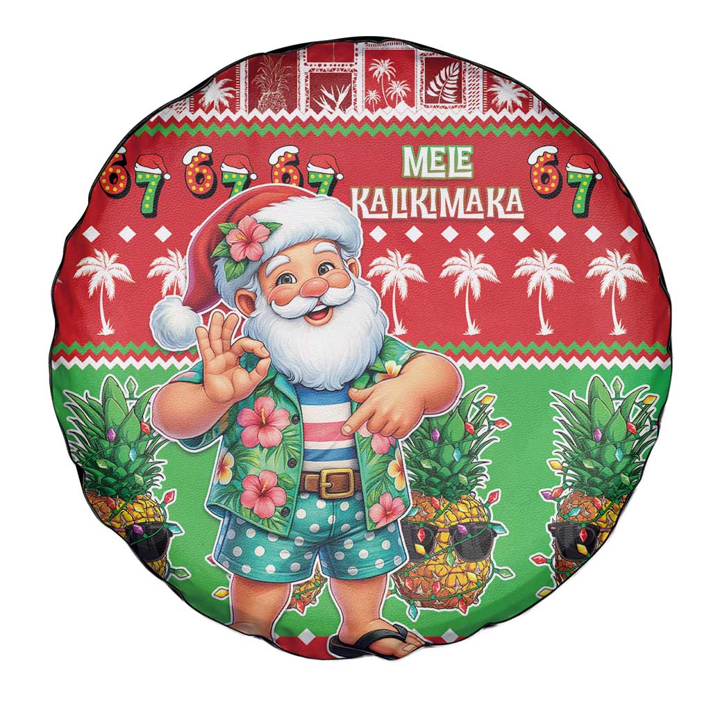 Mele Kalikimaka Hawaii Christmas Spare Tire Cover Funny Santa 67 Gen Alpha Slang LT05 - Polynesian Pride