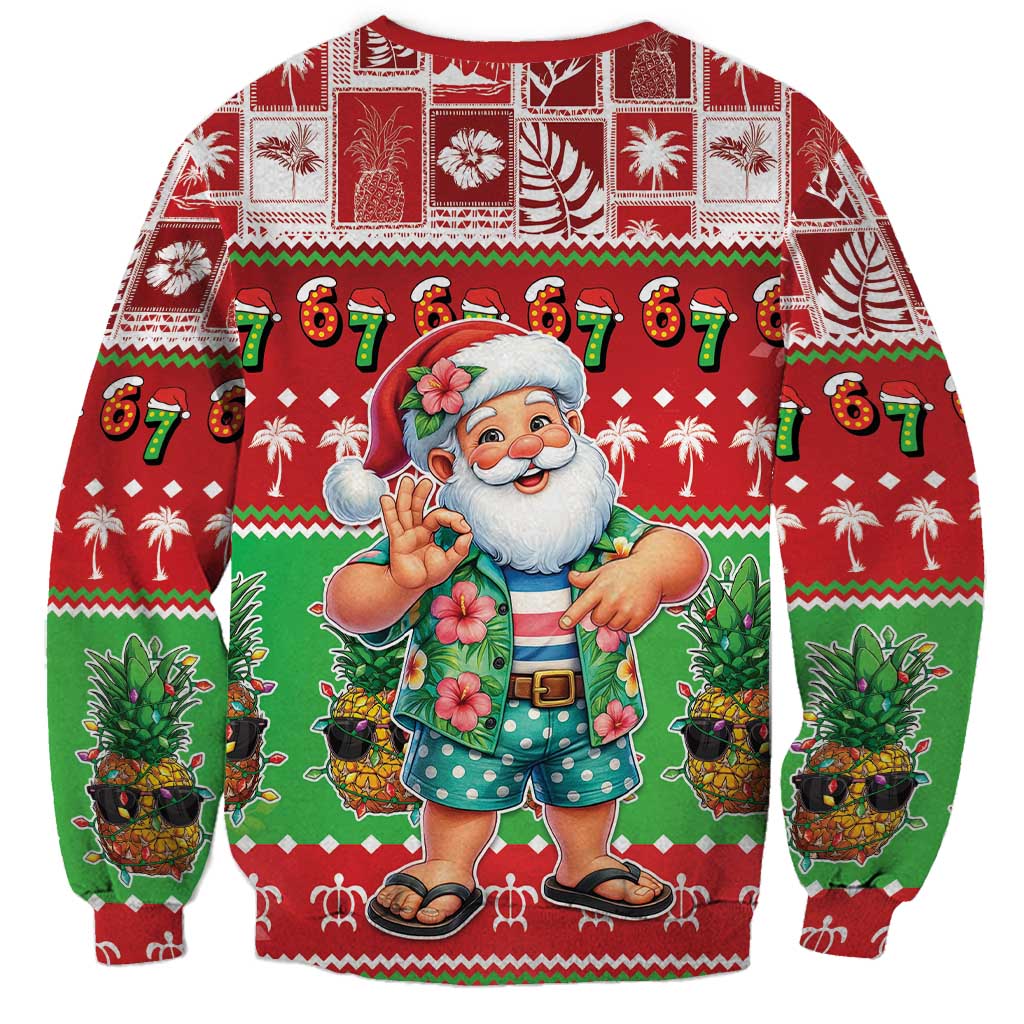 Mele Kalikimaka Hawaii Christmas Sweatshirt Funny Santa 67 Gen Alpha Slang LT05 - Polynesian Pride