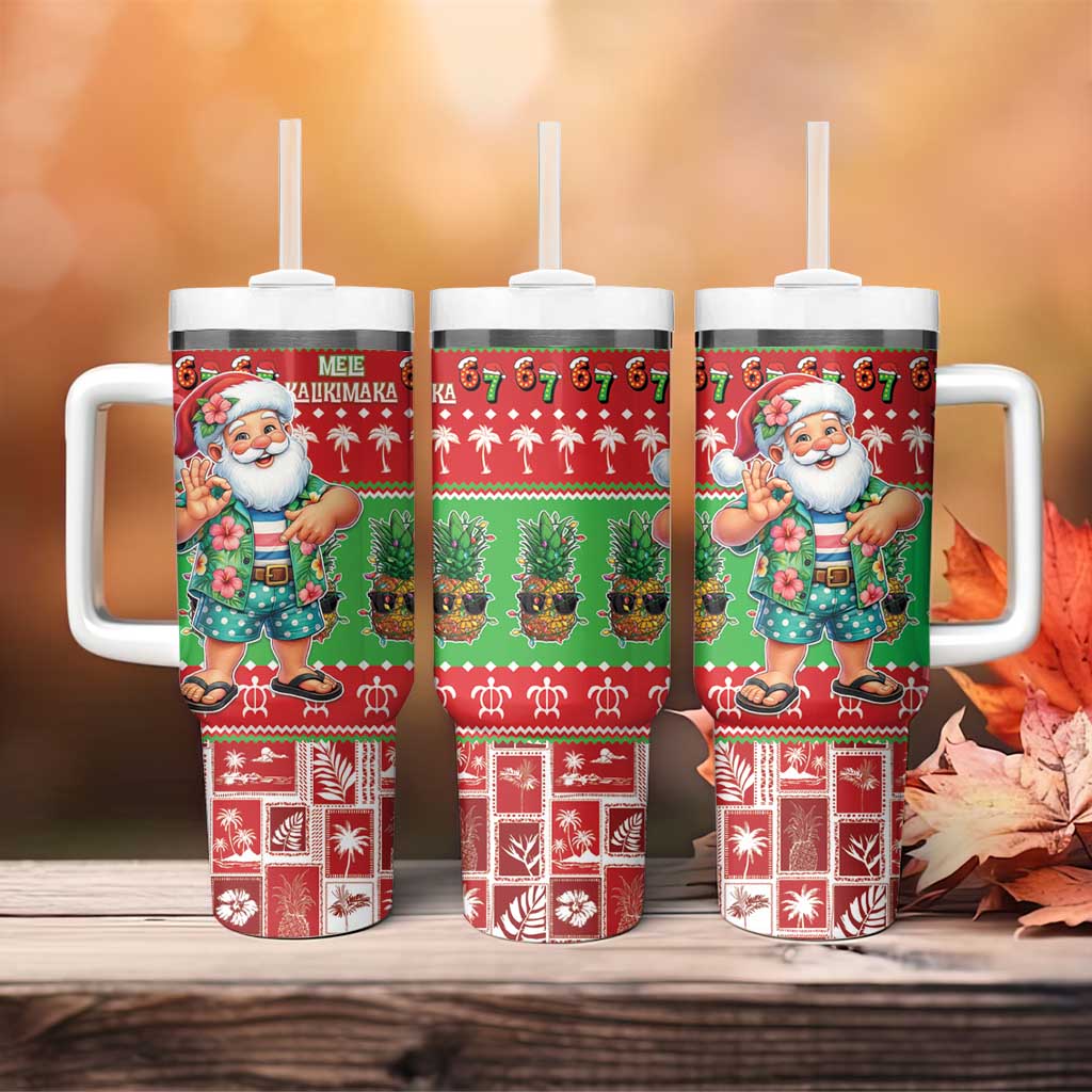 Mele Kalikimaka Hawaii Christmas Tumbler With Handle Funny Santa 67 Gen Alpha Slang - Polynesian Pride