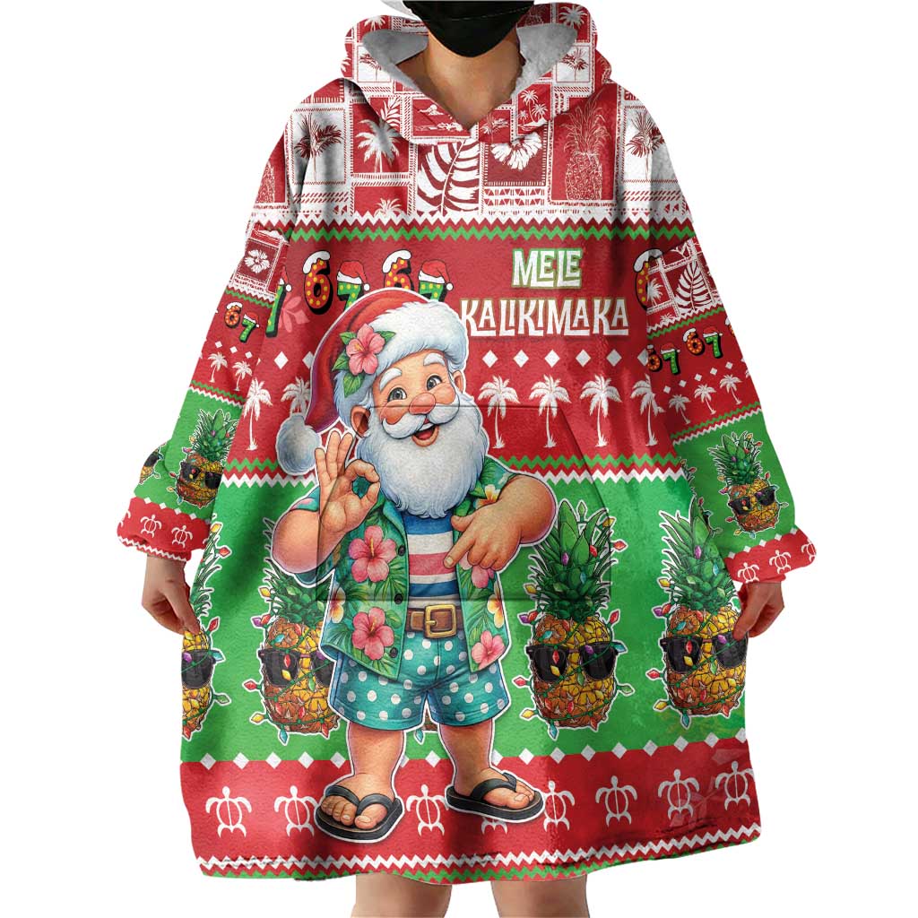 Mele Kalikimaka Hawaii Christmas Wearable Blanket Hoodie Funny Santa 67 Gen Alpha Slang LT05 - Polynesian Pride