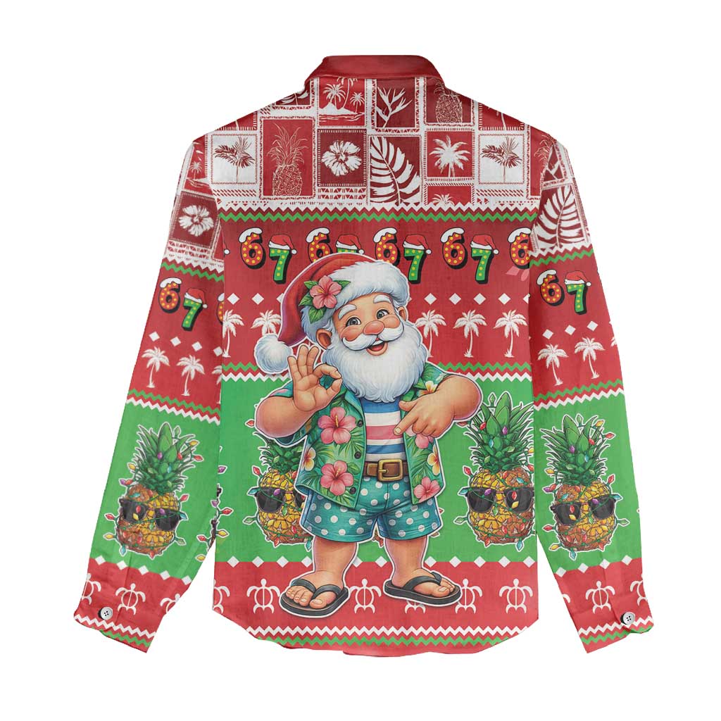 Mele Kalikimaka Hawaii Christmas Women Casual Shirt Funny Santa 67 Gen Alpha Slang LT05 - Polynesian Pride