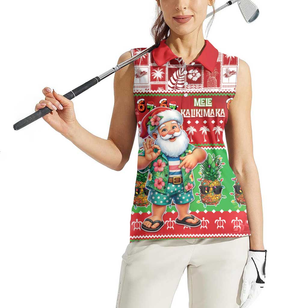 Mele Kalikimaka Hawaii Christmas Women Sleeveless Polo Shirt Funny Santa 67 Gen Alpha Slang LT05 - Polynesian Pride
