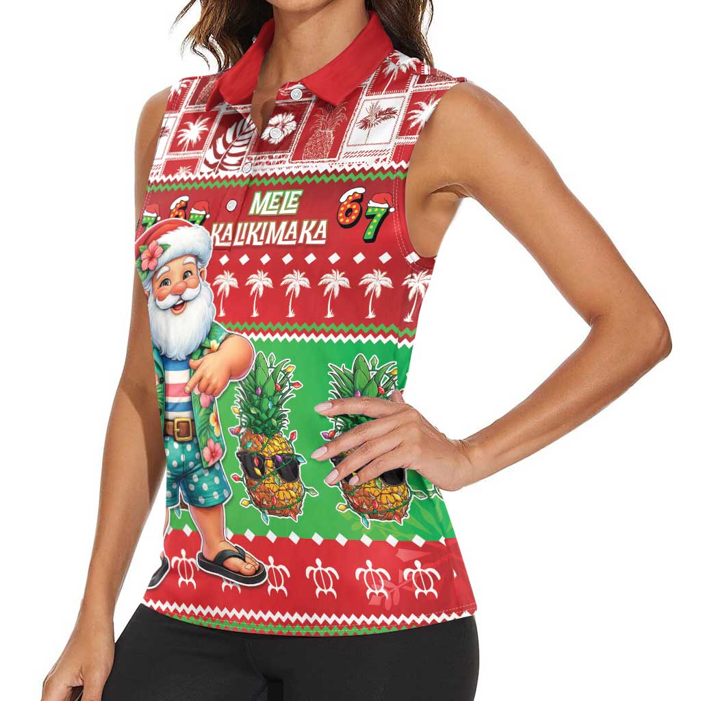 Mele Kalikimaka Hawaii Christmas Women Sleeveless Polo Shirt Funny Santa 67 Gen Alpha Slang LT05 - Polynesian Pride