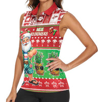Mele Kalikimaka Hawaii Christmas Women Sleeveless Polo Shirt Funny Santa 67 Gen Alpha Slang LT05 - Polynesian Pride