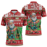 Mele Kalikimaka Hawaii Christmas Zipper Polo Shirt Funny Santa 67 Gen Alpha Slang LT05 - Polynesian Pride