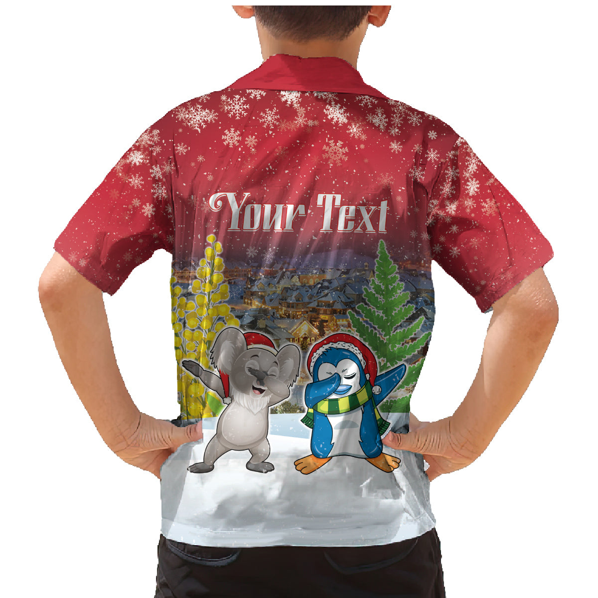 Personalised Christmas In July Family Matching Mermaid Dress and Hawaiian Shirt Funny Dabbing Dance Koala And Blue Penguins LT05 - Polynesian Pride