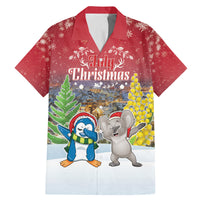 Personalised Christmas In July Family Matching Mermaid Dress and Hawaiian Shirt Funny Dabbing Dance Koala And Blue Penguins LT05 Dad's Shirt - Short Sleeve Red - Polynesian Pride