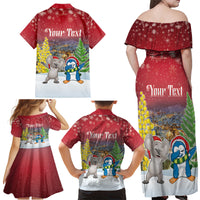 Personalised Christmas In July Family Matching Off Shoulder Maxi Dress and Hawaiian Shirt Funny Dabbing Dance Koala And Blue Penguins LT05 - Polynesian Pride
