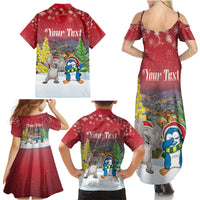 Personalised Christmas In July Family Matching Summer Maxi Dress and Hawaiian Shirt Funny Dabbing Dance Koala And Blue Penguins LT05 - Polynesian Pride