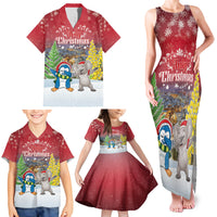 Personalised Christmas In July Family Matching Tank Maxi Dress and Hawaiian Shirt Funny Dabbing Dance Koala And Blue Penguins LT05 - Polynesian Pride