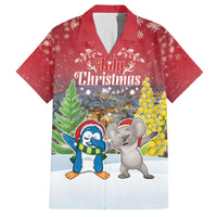 Personalised Christmas In July Family Matching Tank Maxi Dress and Hawaiian Shirt Funny Dabbing Dance Koala And Blue Penguins LT05 Dad's Shirt - Short Sleeve Red - Polynesian Pride