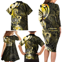 Sarcoma Awareness Family Matching Long Sleeve Bodycon Dress and Hawaiian Shirt You Are Stronger Than Sarcoma LT05 - Polynesian Pride