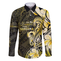 Sarcoma Awareness Family Matching Mermaid Dress and Hawaiian Shirt You Are Stronger Than Sarcoma LT05 Dad's Shirt - Long Sleeve Yellow - Polynesian Pride