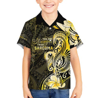 Sarcoma Awareness Family Matching Off The Shoulder Long Sleeve Dress and Hawaiian Shirt You Are Stronger Than Sarcoma LT05 Son's Shirt Yellow - Polynesian Pride