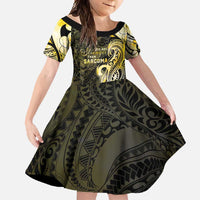 Sarcoma Awareness Family Matching Off Shoulder Maxi Dress and Hawaiian Shirt You Are Stronger Than Sarcoma LT05 Daughter's Dress Yellow - Polynesian Pride