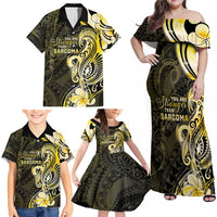 Sarcoma Awareness Family Matching Off Shoulder Maxi Dress and Hawaiian Shirt You Are Stronger Than Sarcoma LT05 - Polynesian Pride