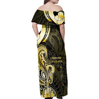 Sarcoma Awareness Family Matching Off Shoulder Maxi Dress and Hawaiian Shirt You Are Stronger Than Sarcoma LT05 - Polynesian Pride