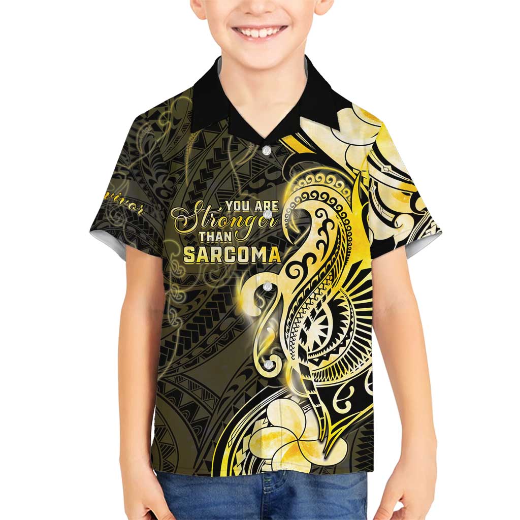 Sarcoma Awareness Family Matching Off Shoulder Short Dress and Hawaiian Shirt You Are Stronger Than Sarcoma LT05 Son's Shirt Yellow - Polynesian Pride