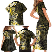 Sarcoma Awareness Family Matching Short Sleeve Bodycon Dress and Hawaiian Shirt You Are Stronger Than Sarcoma LT05 - Polynesian Pride