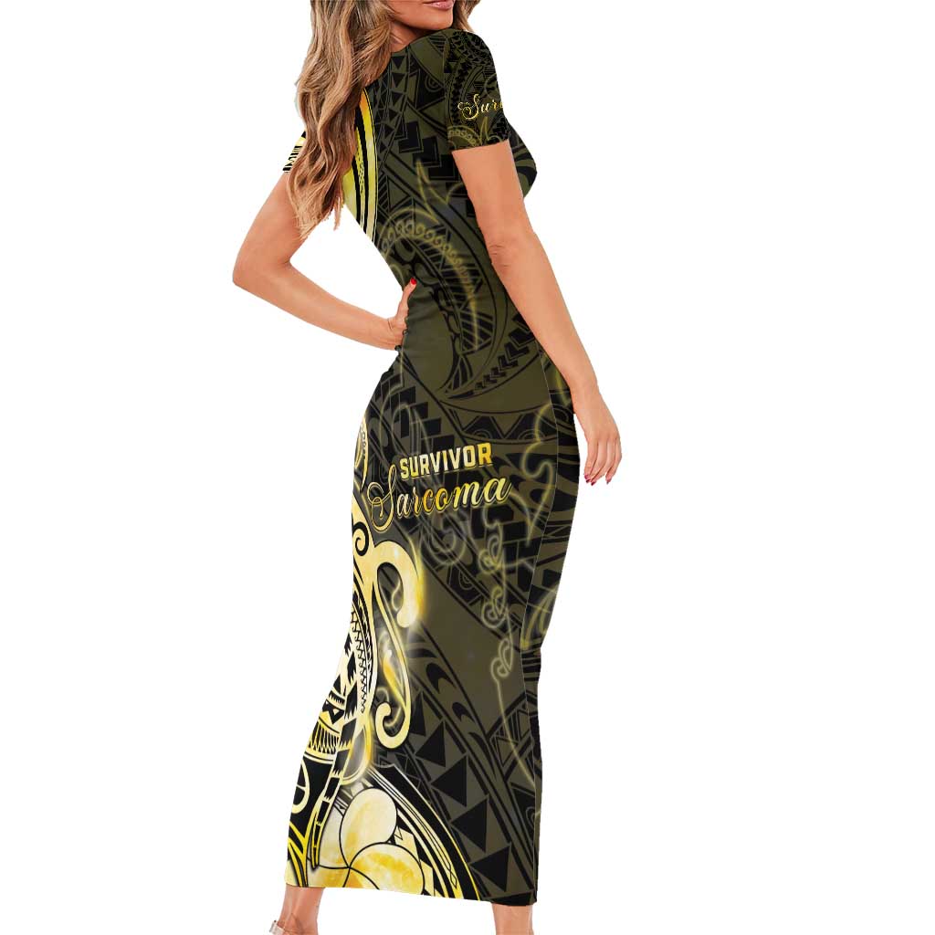 Sarcoma Awareness Family Matching Short Sleeve Bodycon Dress and Hawaiian Shirt You Are Stronger Than Sarcoma LT05 - Polynesian Pride