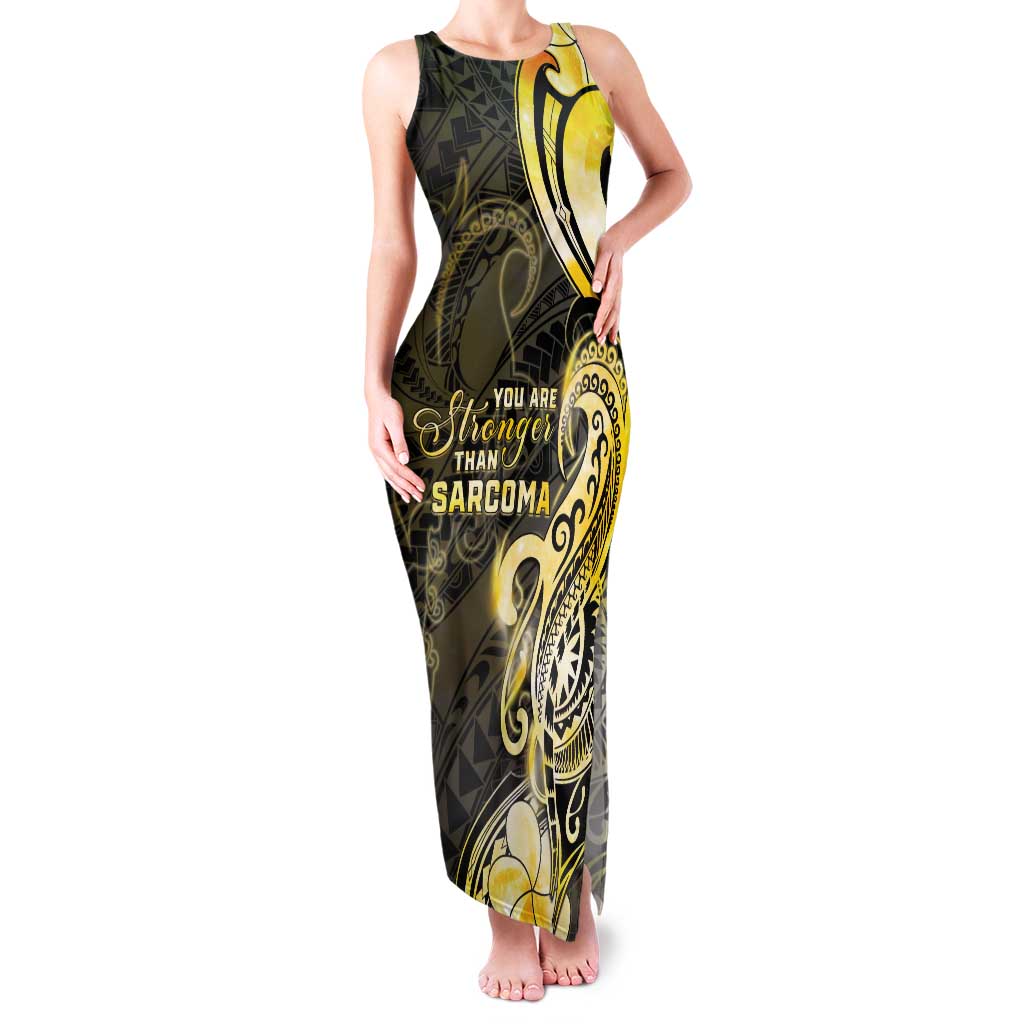 Sarcoma Awareness Family Matching Tank Maxi Dress and Hawaiian Shirt You Are Stronger Than Sarcoma LT05 Mom's Dress Yellow - Polynesian Pride
