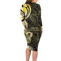 Sarcoma Awareness Long Sleeve Bodycon Dress You Are Stronger Than Sarcoma LT05 - Polynesian Pride