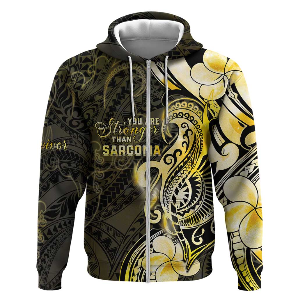 Sarcoma Awareness Zip Hoodie You Are Stronger Than Sarcoma