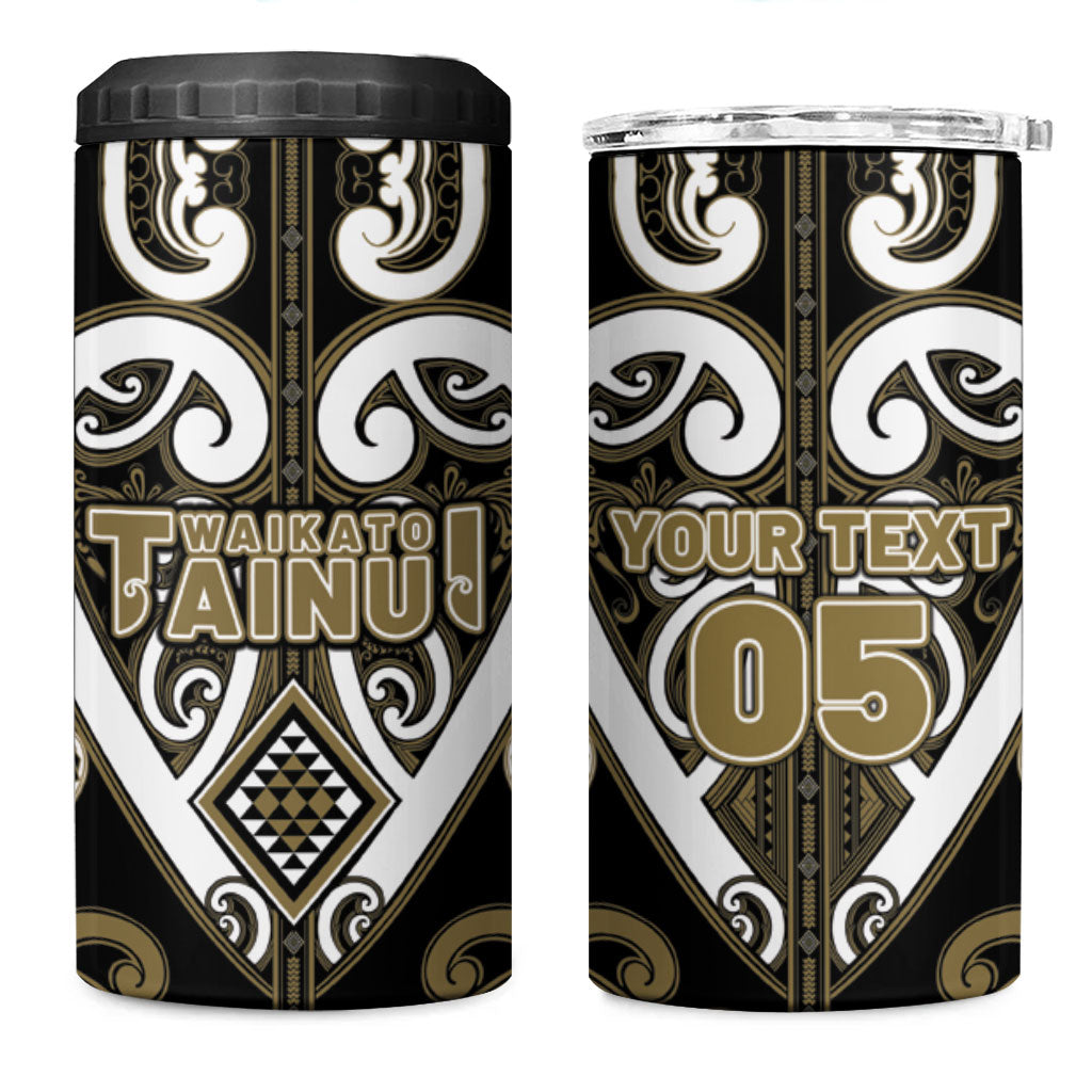 Custom Aotearoa Waikato Tainui 4 in 1 Can Cooler Tumbler Maori Tribal Pattern LT05 One Size: 16 oz Dark Yellow - Polynesian Pride