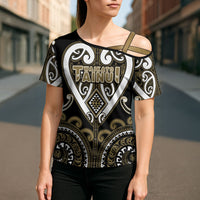 Custom Aotearoa Waikato Tainui Cross Shoulder Shirt Maori Tribal Pattern