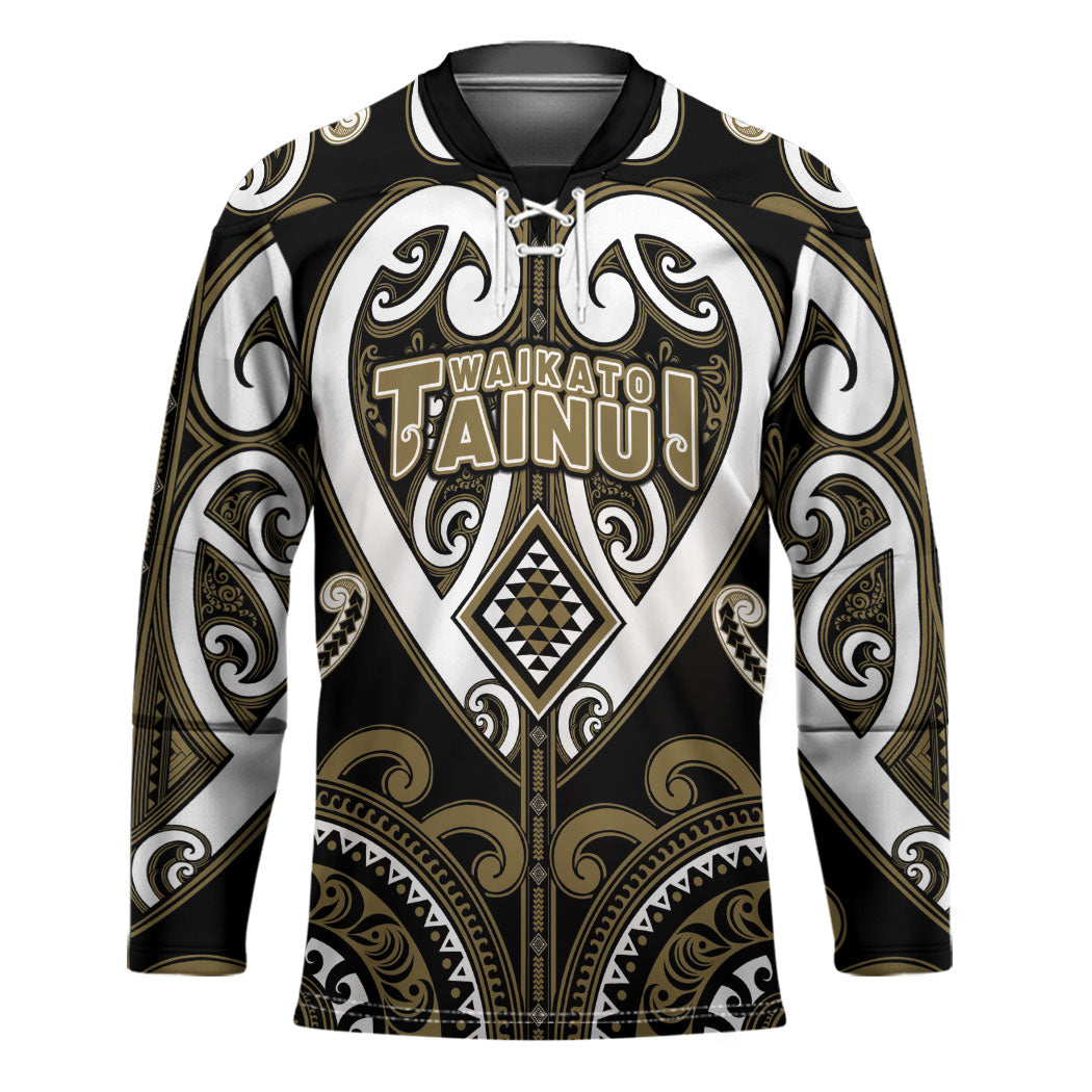 Custom Aotearoa Waikato Tainui Hockey Jersey Maori Tribal Pattern LT05 Unisex Dark Yellow - Polynesian Pride