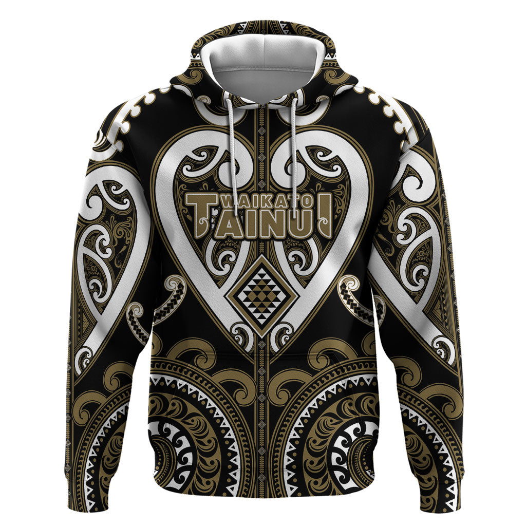 Custom Aotearoa Waikato Tainui Hoodie Maori Tribal Pattern LT05 Pullover Hoodie Dark Yellow - Polynesian Pride