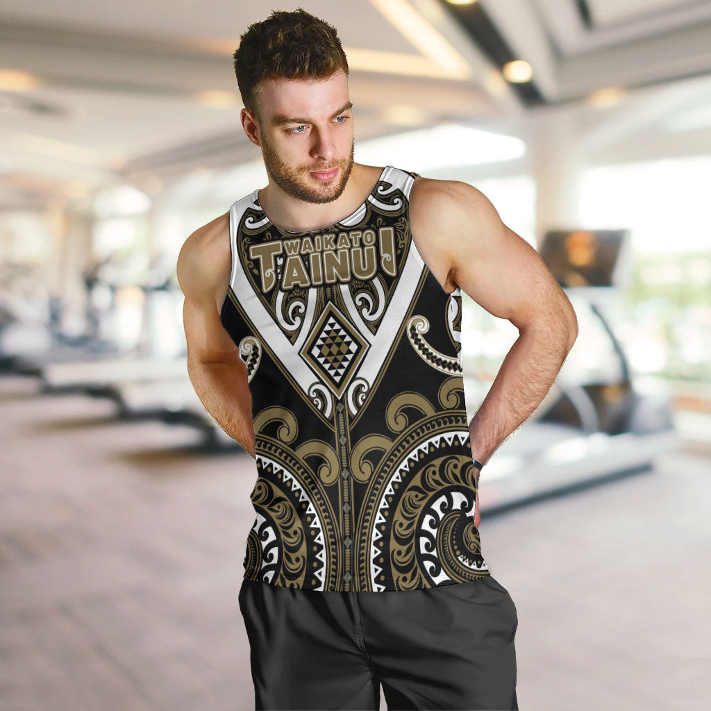 Custom Aotearoa Waikato Tainui Men Tank Top Maori Tribal Pattern LT05 Dark Yellow - Polynesian Pride