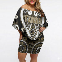 Custom Aotearoa Waikato Tainui Off Shoulder Short Dress Maori Tribal Pattern