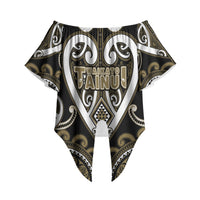 Custom Aotearoa Waikato Tainui Off Shoulder Wrap Waist Top Maori Tribal Pattern LT05 Dark Yellow - Polynesian Pride