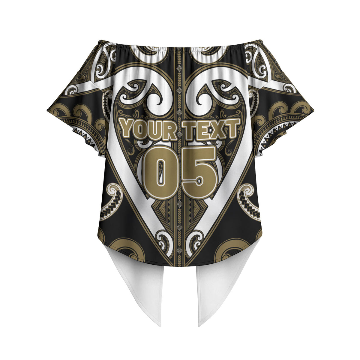 Custom Aotearoa Waikato Tainui Off Shoulder Wrap Waist Top Maori Tribal Pattern LT05 - Polynesian Pride