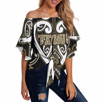 Custom Aotearoa Waikato Tainui Off Shoulder Wrap Waist Top Maori Tribal Pattern LT05 - Polynesian Pride