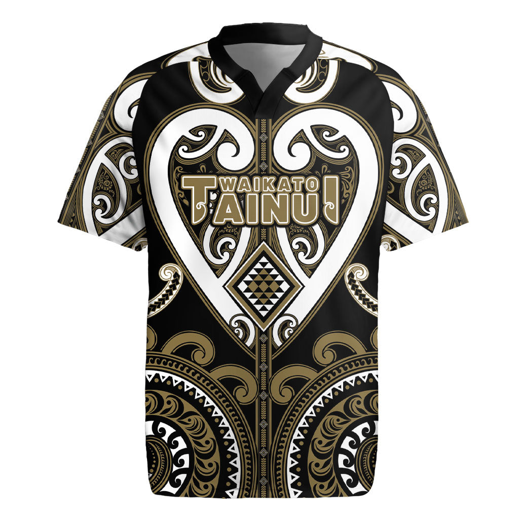 Custom Aotearoa Waikato Tainui Rugby Jersey Maori Tribal Pattern LT05 Dark Yellow - Polynesian Pride