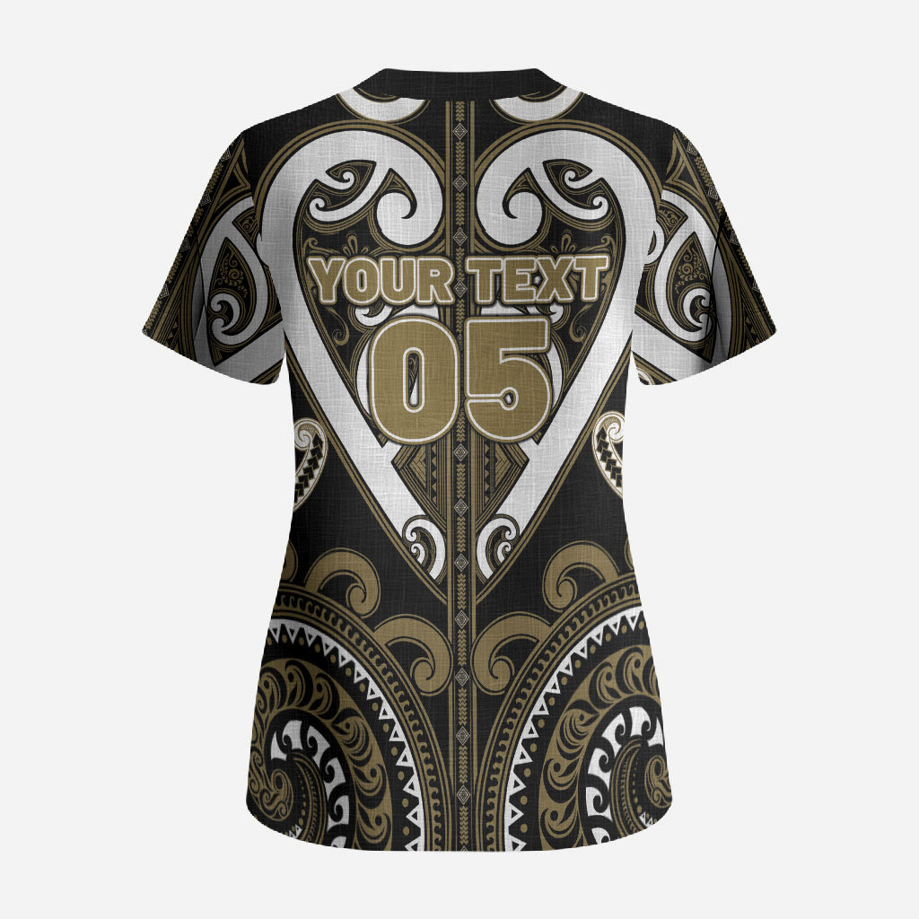 Custom Aotearoa Waikato Tainui Scrub Top Maori Tribal Pattern