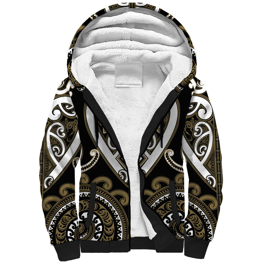 Custom Aotearoa Waikato Tainui Sherpa Hoodie Maori Tribal Pattern LT05 Unisex Dark Yellow - Polynesian Pride