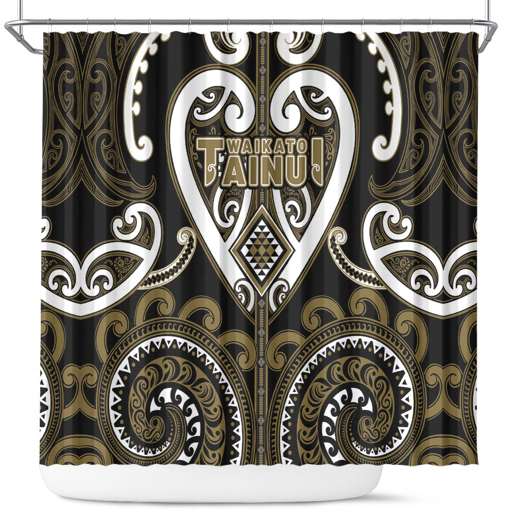 Aotearoa Waikato Tainui Shower Curtain Maori Tribal Pattern LT05 Dark Yellow - Polynesian Pride