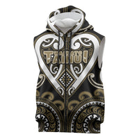 Custom Aotearoa Waikato Tainui Sleeveless Zip Hoodie Maori Tribal Pattern