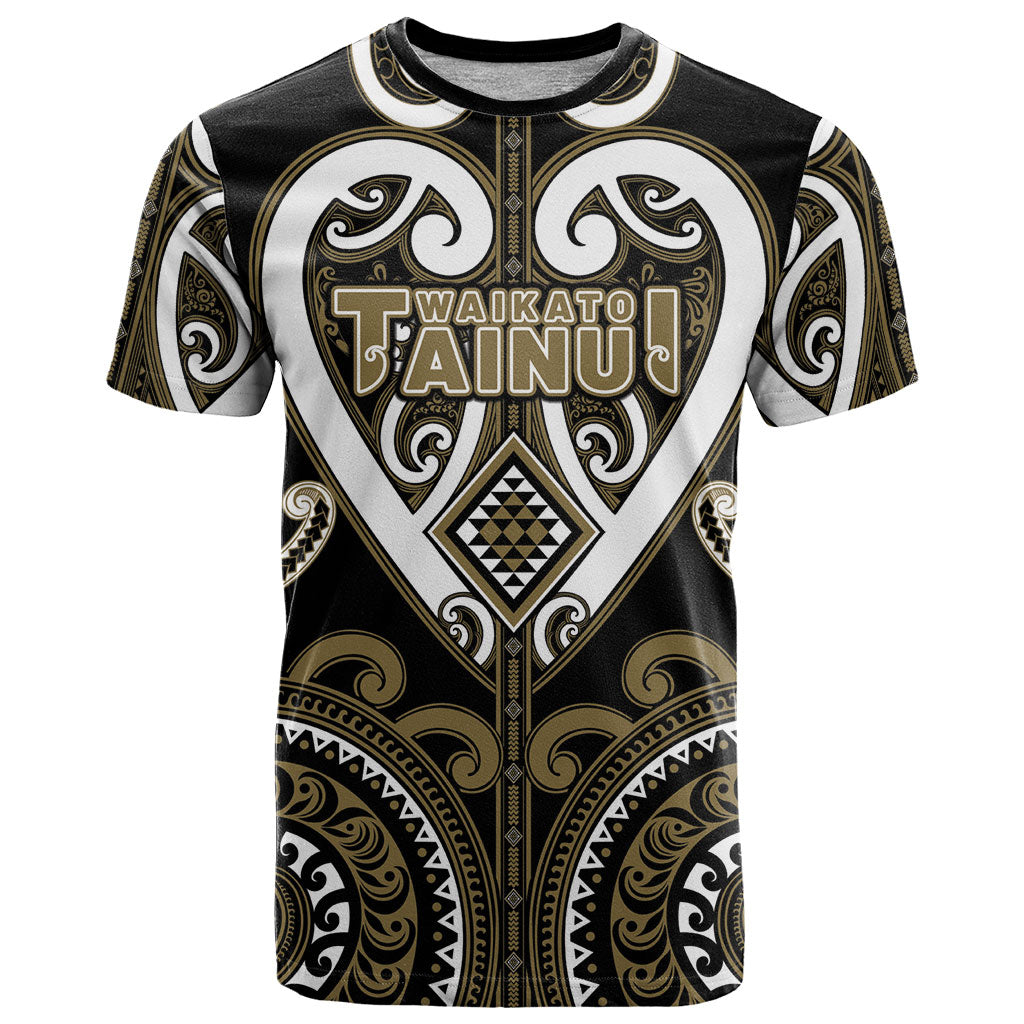 Custom Aotearoa Waikato Tainui T Shirt Maori Tribal Pattern LT05 Dark Yellow - Polynesian Pride