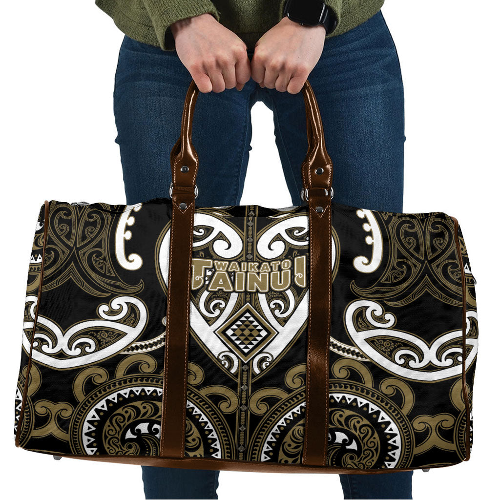 Aotearoa Waikato Tainui Travel Bag Maori Tribal Pattern LT05 Dark Yellow - Polynesian Pride