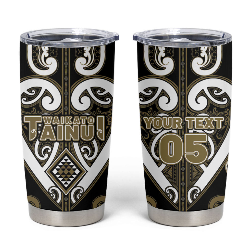 Custom Aotearoa Waikato Tainui Tumbler Cup Maori Tribal Pattern LT05 Dark Yellow - Polynesian Pride